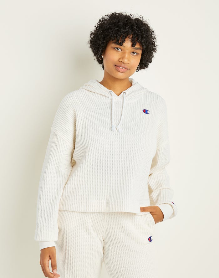 Champion Waffle Knit Hoodie Dames - Wit - Belgie 9285EJBXI